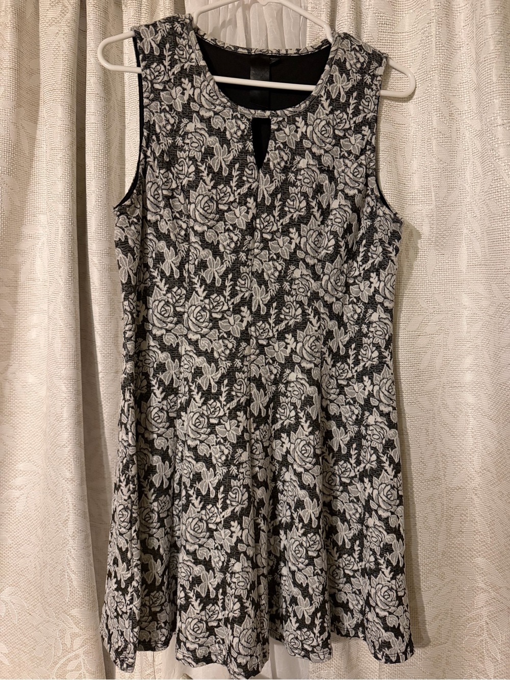 Black and White Floral A-Line Dress